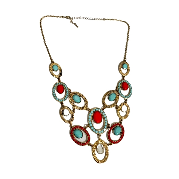 Southwestern Style Elegant Francesca's Bib Link Necklace Multicolored Stones - Picture 5 of 7